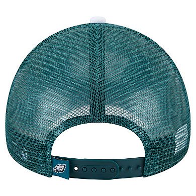 Youth New Era Midnight Green Philadelphia Eagles Sport Night Color Block 9FORTY A-Frame Trucker Adjustable Hat