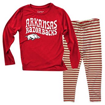 Infant Wes & Willy Arkansas Razorbacks Long Sleeve Top and Striped Tri-Blend Leggings Set