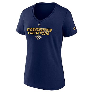 Women's Fanatics Navy Nashville Predators Authentic Pro Core Primary V-Neck T-Shirt