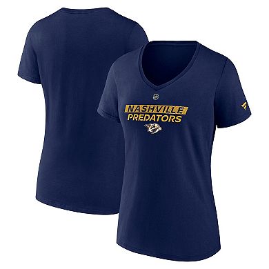Women's Fanatics Navy Nashville Predators Authentic Pro Core Primary V-Neck T-Shirt
