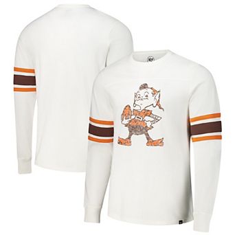 Men's '47 White Cleveland Browns Gridiron Throwback Premier Brex Long Sleeve T-Shirt