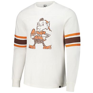 Men's '47 White Cleveland Browns Gridiron Throwback Premier Brex Long Sleeve T-Shirt