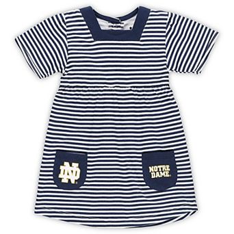 Girls Toddler Little King Navy Notre Dame Fighting Irish Square Neck Striped Dress