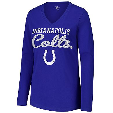 Women's G-III 4Her by Carl Banks Royal Indianapolis Colts Post Season Long Sleeve V-Neck T-Shirt