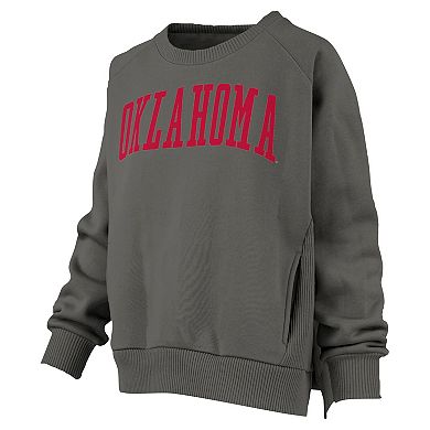 Women's Pressbox Charcoal Oklahoma Sooners Pocketed Raglan Pullover Sweatshirt