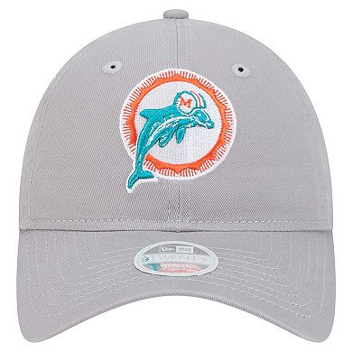 Women's New Era Gray Miami Dolphins Throwback 9TWENTY Adjustable Hat