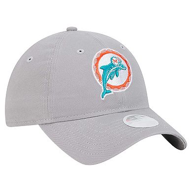 Women's New Era Gray Miami Dolphins Throwback 9TWENTY Adjustable Hat