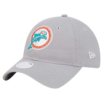 Women's New Era Gray Miami Dolphins Throwback 9TWENTY Adjustable Hat