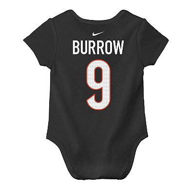 Newborn & Infant Nike Joe Burrow Black Cincinnati Bengals Player Name & Number Bodysuit
