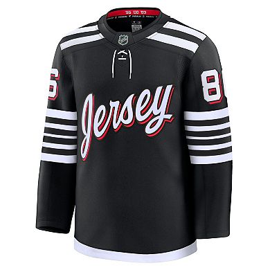 Men's Fanatics Jack Hughes Black New Jersey Devils Alternate Premium Jersey