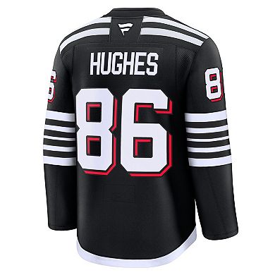Men's Fanatics Jack Hughes Black New Jersey Devils Alternate Premium Jersey