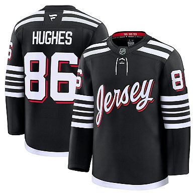 Men's Fanatics Jack Hughes Black New Jersey Devils Alternate Premium Jersey