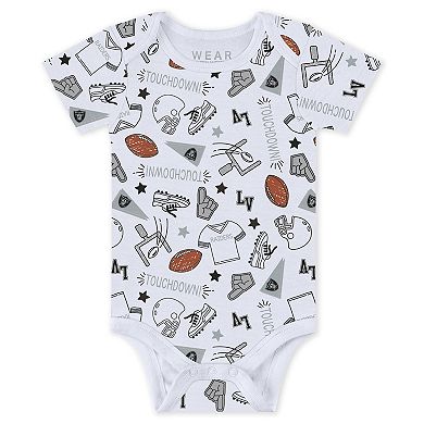 Newborn & Infant WEAR by Erin Andrews Las Vegas Raiders Three-Piece Turn Me Around Bodysuits & Pant Set