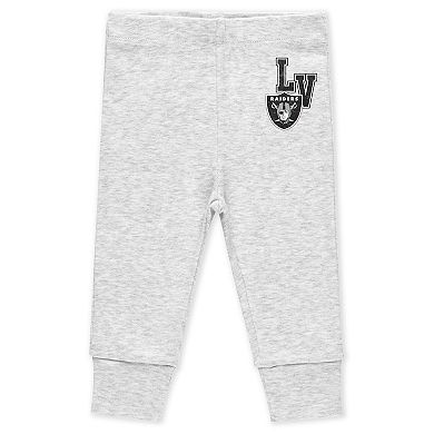 Newborn & Infant WEAR by Erin Andrews Las Vegas Raiders Three-Piece Turn Me Around Bodysuits & Pant Set