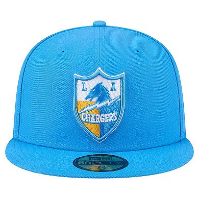 Men's New Era Powder Blue Los Angeles Chargers Throwback Main 59FIFTY Fitted Hat