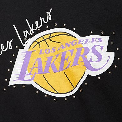 Women's Mitchell & Ness Black Los Angeles Lakers Hardwood Classics Home Team Pullover Sweatshirt