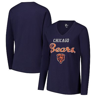 Women's G-III 4Her by Carl Banks Navy Chicago Bears Post Season Long Sleeve V-Neck T-Shirt