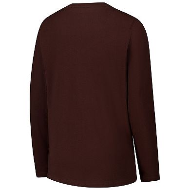 Women's G-III 4Her by Carl Banks Brown Cleveland Browns Post Season Long Sleeve V-Neck T-Shirt