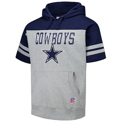 Men's Mitchell & Ness Gray Dallas Cowboys Off Field Vintage Logo Short Sleeve Pullover Hoodie