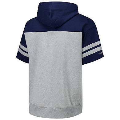 Men's Mitchell & Ness Gray Dallas Cowboys Off Field Vintage Logo Short Sleeve Pullover Hoodie