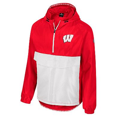 Men's Colosseum Red Wisconsin Badgers Reloaded Anorak Half-Zip Jacket