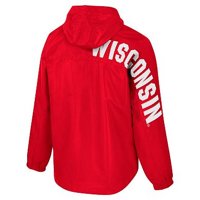 Men's Colosseum Red Wisconsin Badgers Reloaded Anorak Half-Zip Jacket