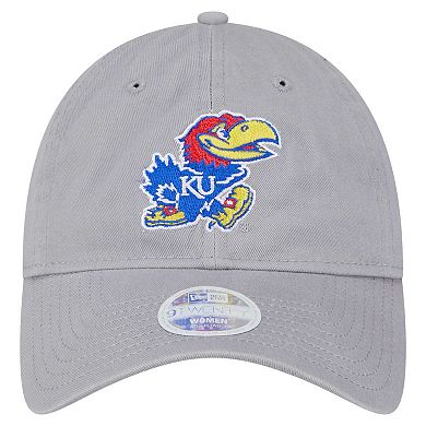 Women's New Era Gray Kansas Jayhawks Logo 9TWENTY Adjustable Hat