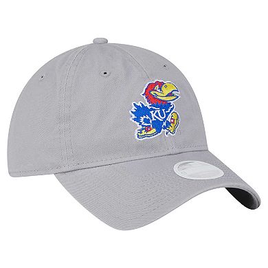 Women's New Era Gray Kansas Jayhawks Logo 9TWENTY Adjustable Hat