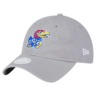 Women's New Era Gray Kansas Jayhawks Logo 9TWENTY Adjustable Hat