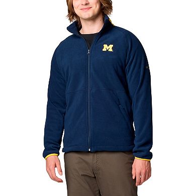 Men's Columbia Navy Michigan Wolverines Big & Tall Flanker IV Fleece Raglan Full-Zip Jacket