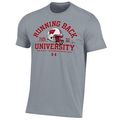 Men's Under Armour Ron Dayne Gray Wisconsin Badgers Running Back T-Shirt