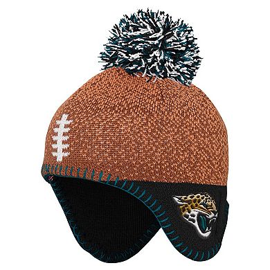 Preschool Brown Jacksonville Jaguars Football Head Knit Hat with Pom