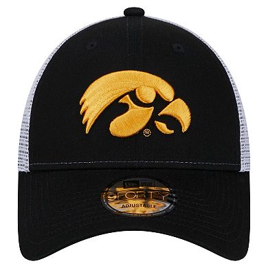 Men's New Era Black Iowa Hawkeyes Trucker 9FORTY Adjustable Hat