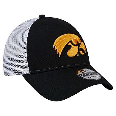 Men's New Era Black Iowa Hawkeyes Trucker 9FORTY Adjustable Hat