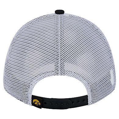 Men's New Era Black Iowa Hawkeyes Trucker 9FORTY Adjustable Hat