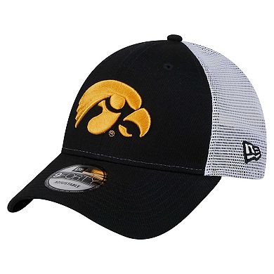 Men's New Era Black Iowa Hawkeyes Trucker 9FORTY Adjustable Hat