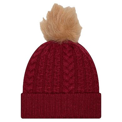 Women's New Era Garnet Florida State Seminoles Luxury Cuffed Knit Hat with Pom