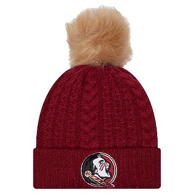 Women's New Era Garnet Florida State Seminoles Luxury Cuffed Knit Hat with Pom
