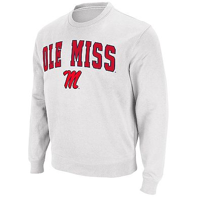 Men's Colosseum White Ole Miss Rebels Arch & Logo Pullover Sweatshirt