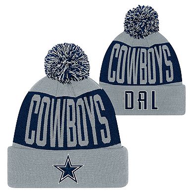 Youth Navy/Gray Dallas Cowboys Bevel Cuffed Knit Hat with Pom