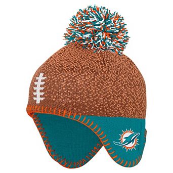 Preschool��Brown Miami Dolphins Football Head Knit Hat with Pom