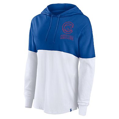 Women's Fanatics Royal/White Chicago Cubs Backup Option Pullover Hoodie