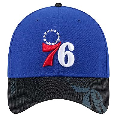 Men's New Era Royal/Black Philadelphia 76ers Sport Night Visor Hit 39THIRTY Flex Hat