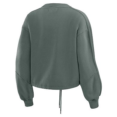 Women's WEAR by Erin Andrews Green Green Bay Packers Washed Fleece Long Sleeve T-Shirt & Shorts Lounge Set