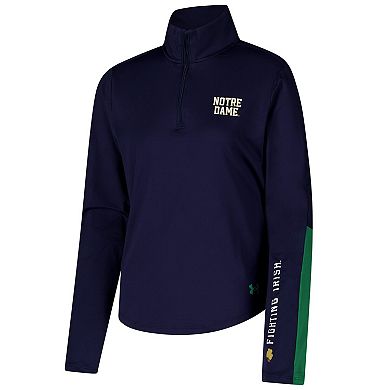 Women's Under Armour Navy Notre Dame Fighting Irish Gameday Knockout Sleeve Hit Quarter-Zip Jacket