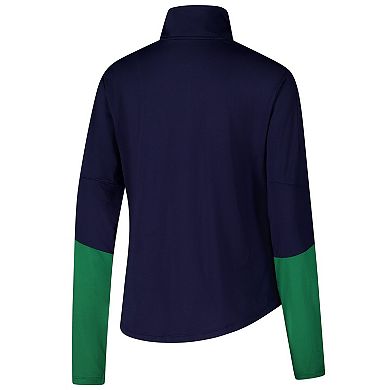 Women's Under Armour Navy Notre Dame Fighting Irish Gameday Knockout Sleeve Hit Quarter-Zip Jacket