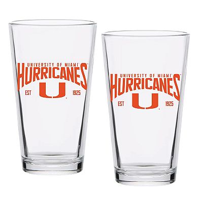 Miami Hurricanes 16oz. Established Pint Glass Two-Set