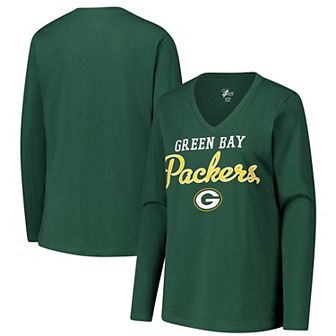 Women's G-III 4Her by Carl Banks Green Green Bay Packers Post Season Long Sleeve V-Neck T-Shirt