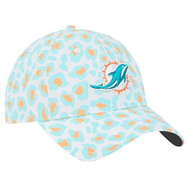Girls Toddler New Era White Miami Dolphins Active Leopard 9TWENTY Adjustable Hat