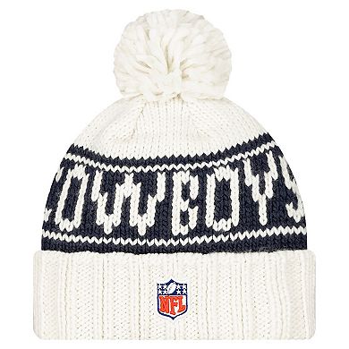 Women's New Era White Dallas Cowboys 2024 Sideline Cuffed Knit Hat with Pom